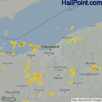 Hail Map for Cleveland, OH Region on June 29, 2021