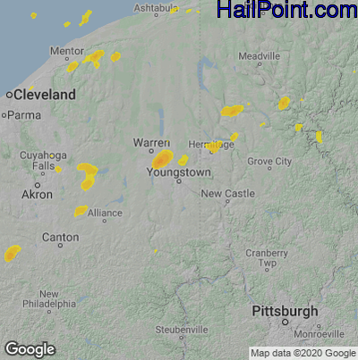Hail Map for Youngstown, OH Region on June 29, 2021