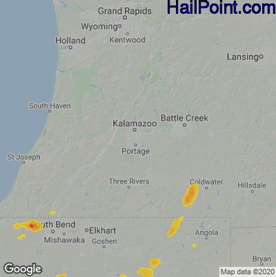Hail Map for Kalamazoo, MI Region on June 29, 2021