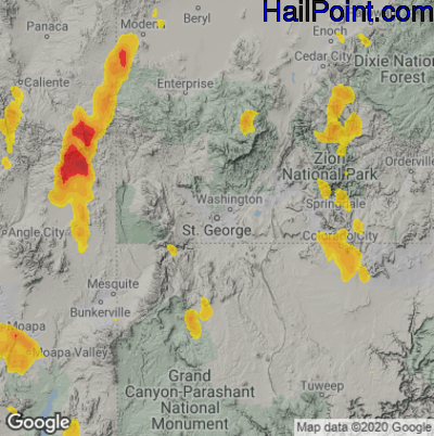 Hail Map for St. George, UT Region on June 29, 2021