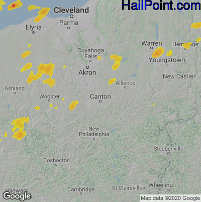 Hail Map for Canton, OH Region on June 29, 2021