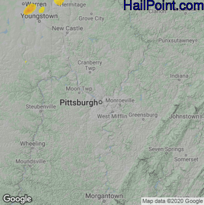 Hail Map for Pittsburgh, PA Region on June 29, 2021