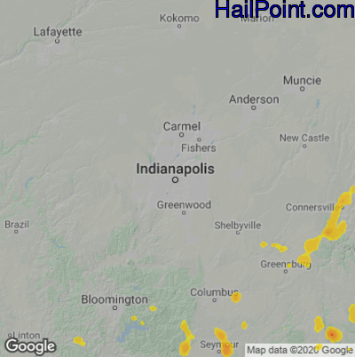 Hail Map for Indianapolis, IN Region on June 29, 2021