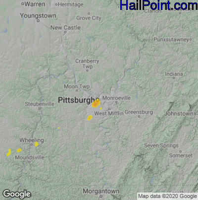 Hail Map for Pittsburgh, PA Region on June 30, 2021