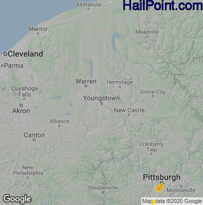 Hail Map for Youngstown, OH Region on June 30, 2021