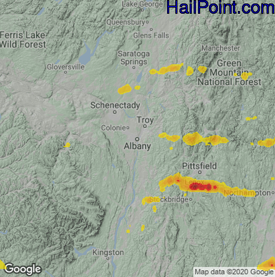 Hail Map for Albany, NY Region on June 30, 2021