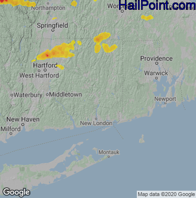 Hail Map for Norwich, CT Region on June 30, 2021 