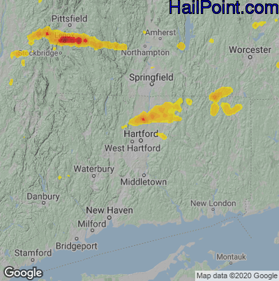 Hail Map for Hartford, CT Region on June 30, 2021