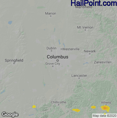 Hail Map for Columbus, OH Region on June 30, 2021 