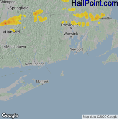 Hail Map for Charlestown, RI Region on June 30, 2021