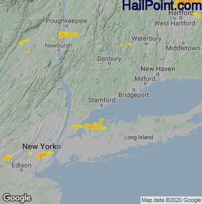 Hail Map for Stamford, CT Region on June 30, 2021 