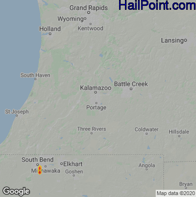 Hail Map for Kalamazoo, MI Region on July 3, 2021