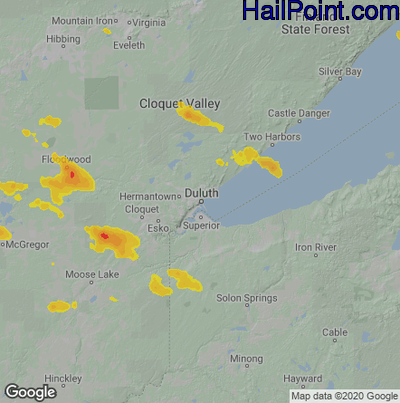 Hail Map for Duluth, MN Region on July 5, 2021