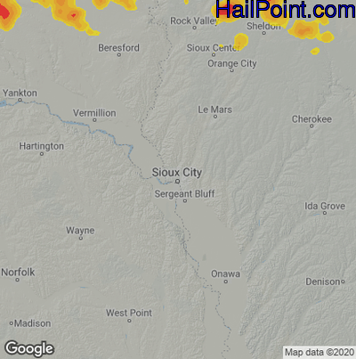 Hail Map for Sioux City, IA Region on July 5, 2021 