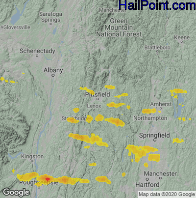 Hail Map for Pittsfield, MA Region on July 6, 2021
