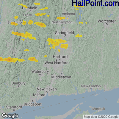 Hail Map for Hartford, CT Region on July 6, 2021