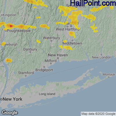 Hail Map for New Haven, CT Region on July 6, 2021