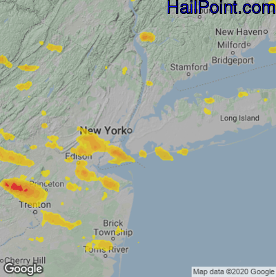 Hail Map for New York, NY Region on July 6, 2021