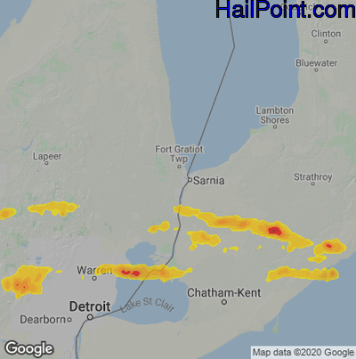 Hail Map for Port Huron, MI Region on July 7, 2021 