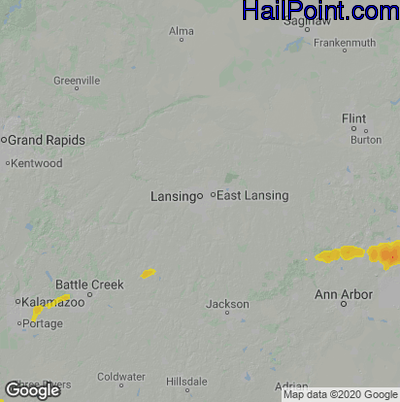 Hail Map for Lansing, MI Region on July 7, 2021