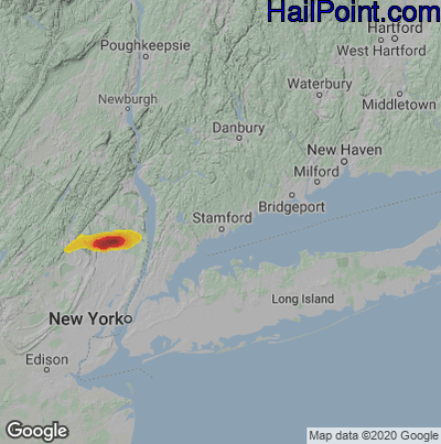 Hail Map for Stamford, CT Region on July 8, 2021