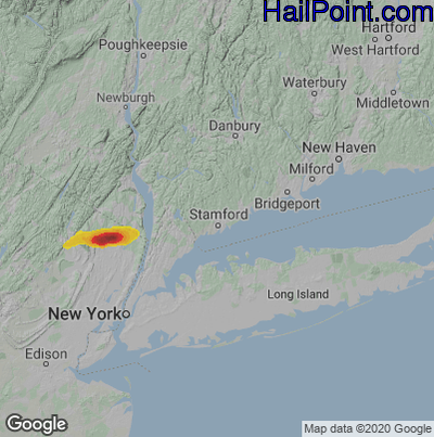 Hail Map for Stamford, CT Region on July 8, 2021 