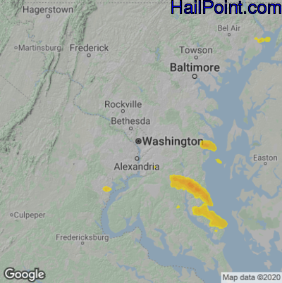 Hail Map for Washington, DC Region on July 9, 2021 
