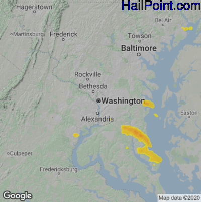 Hail Map for Washington, DC Region on July 9, 2021