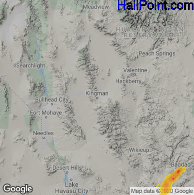 Hail Map for Kingman, AZ Region on July 10, 2021
