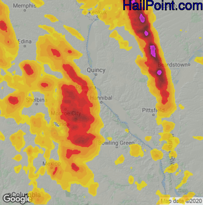 Hail Map for Hannibal, MO Region on July 10, 2021 