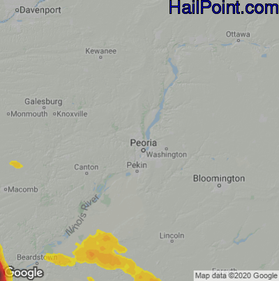 Hail Map for Peoria, IL Region on July 10, 2021