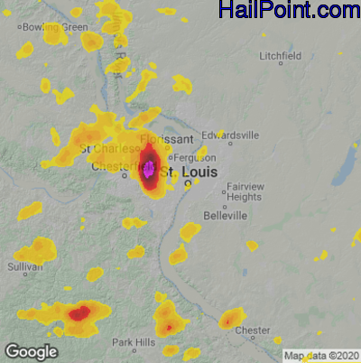 Hail Map for St. Louis, MO Region on July 10, 2021