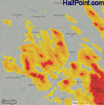 Hail Map for Kirskville, MO Region on July 10, 2021