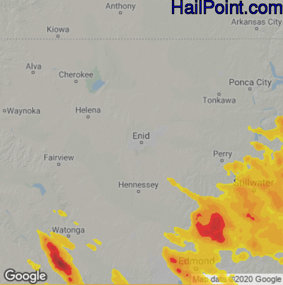 Hail Map for Enid, OK Region on July 10, 2021