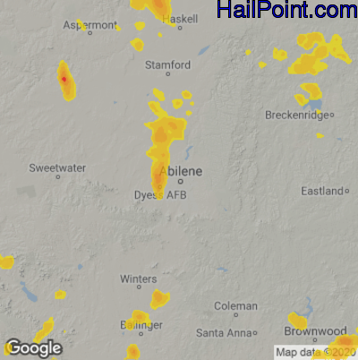 Hail Map for Abilene, TX Region on July 11, 2021