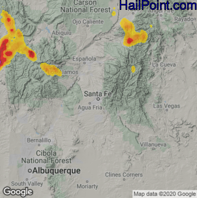 Hail Map for Sante Fe, NM Region on July 11, 2021