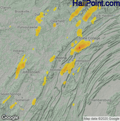 Hail Map for Altoona, PA Region on July 13, 2021