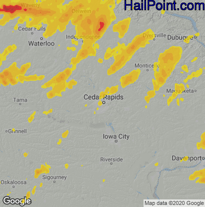 Hail Map for Cedar Rapids, IA Region on July 14, 2021