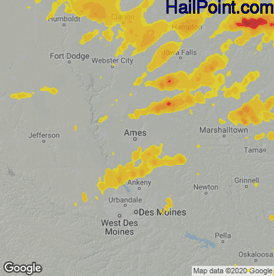 Hail Map for Ames, IA Region on July 14, 2021