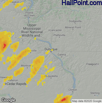 Hail Map for Dubuque, IA Region on July 14, 2021