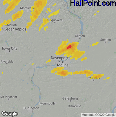 Hail Map for Davenport, IA Region on July 14, 2021
