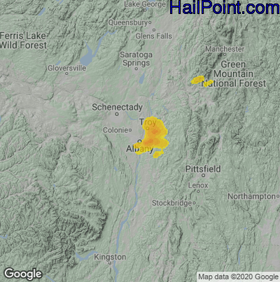 Hail Map for Albany, NY Region on July 14, 2021