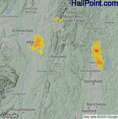 Hail Map for Pittsfield, MA Region on July 14, 2021
