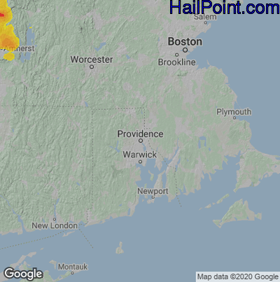 Hail Map for Providence, RI Region on July 14, 2021 