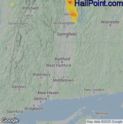 Hail Map for Hartford, CT Region on July 14, 2021