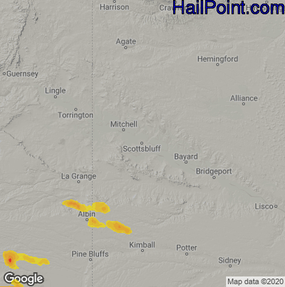 Hail Map for Scottsbluff, NE Region on July 15, 2021