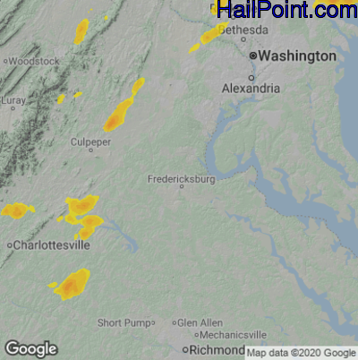Hail Map for Fredericksburg, VA Region on July 17, 2021