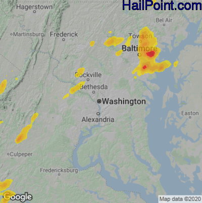 Hail Map for Washington, DC Region on July 17, 2021 