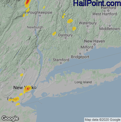 Hail Map for Stamford, CT Region on July 17, 2021