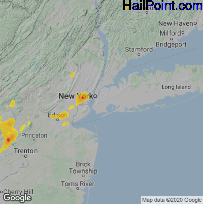 Hail Map for New York, NY Region on July 17, 2021